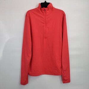 Nike Dri-Fit Half Zip Hi-Neck Knit Longsleeve Pull On Sweater Large Women Pink